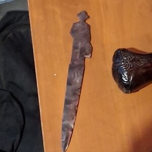 Brown Marbolized Vintage Fuller Brush Man Letter Opener